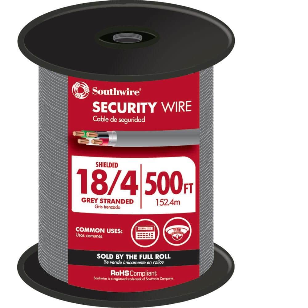 Southwire 500 ft. 18/4 Gray Stranded CU CL3R Shielded Security Cable  57573044 - The Home Depot