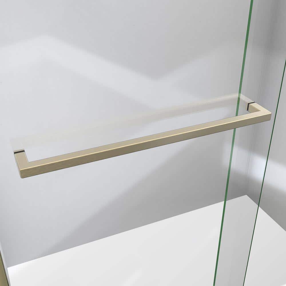 Sapphire-V 54" Brushed Gold Clear Glass Sliding Shower Door