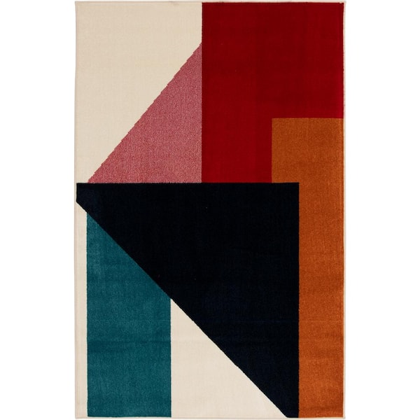 LOOMAKNOTI Tecopa Trimvora White 2' x 6'7" Geometric Polypropylene Indoor/Outdoor Area Rug