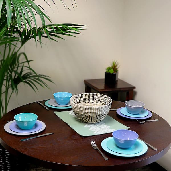 Brist 12-Piece Casual Gloss Melamine Outdoor Dinnerware Set (Service for 4)