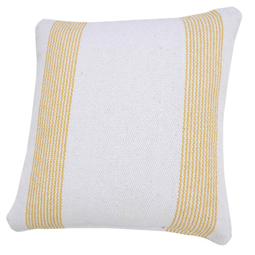 Balanced Yellow and White Cotton Polyester 20" x 20" Throw Pillow