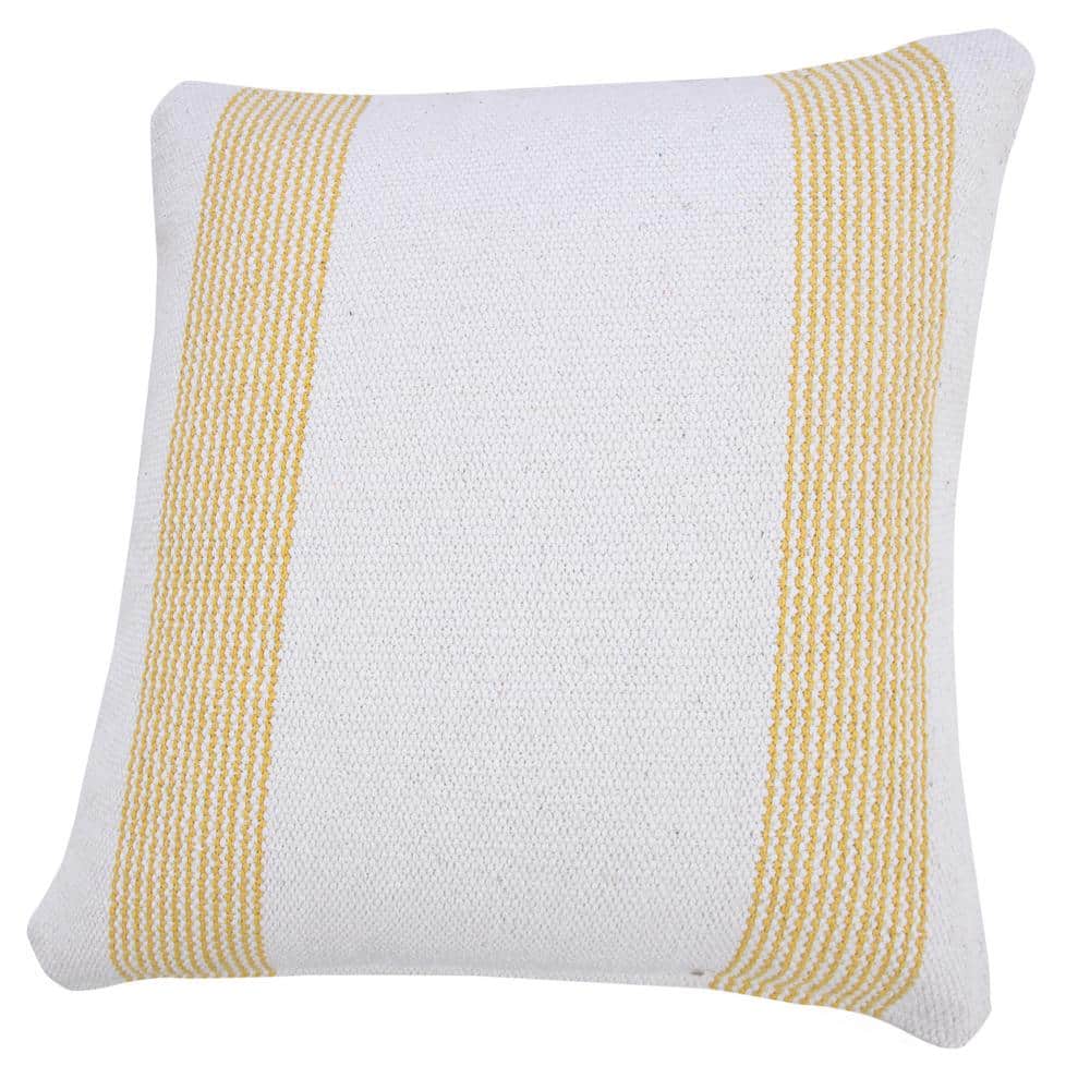 Balanced Yellow and White Cotton Polyester 20" x 20" Throw Pillow