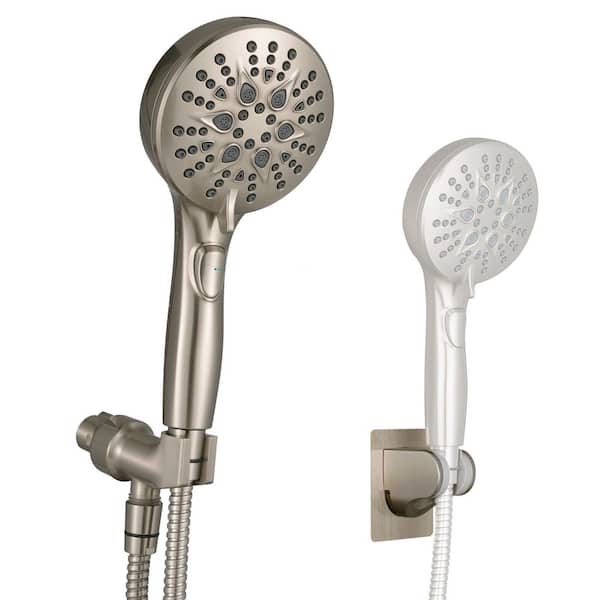 1-Piece 7-Setting High Pressure Spray Shower Head in Brushed Nickel with on/off Switch, 79 in. Long Hose and Bracket