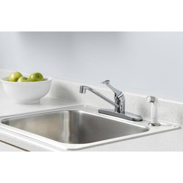 Glacier Bay Single-Handle Standard Kitchen Faucet with White Side 