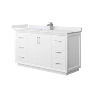 Strada 60 in. W x 22 in. D x 35 in. H Single Bath Vanity in White with White Cultured Marble Top