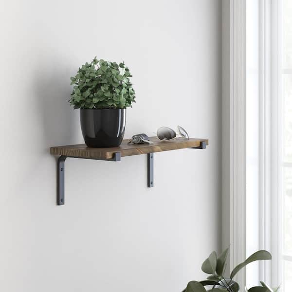 2-Pack 8.27 in. Matte Black Steel Wraparound Decorative Shelf Bracket
