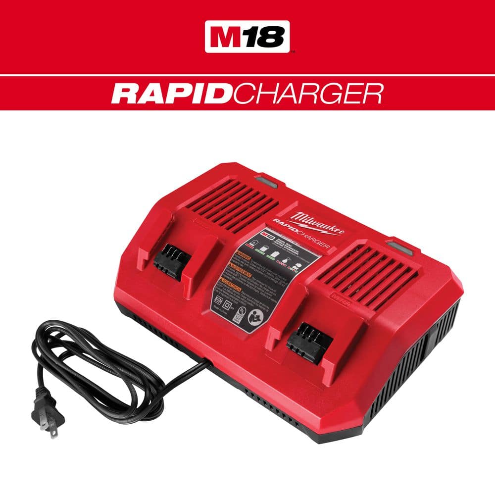 Milwaukee M18 18-Volt Lithium-Ion Dual Bay Rapid Battery Charger 48-59-1802  The Home Depot