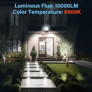 110-Volt 10000 Lumen Waterproof LED Flood Lights Portable Outside Work Light with Plug (Set of 2)