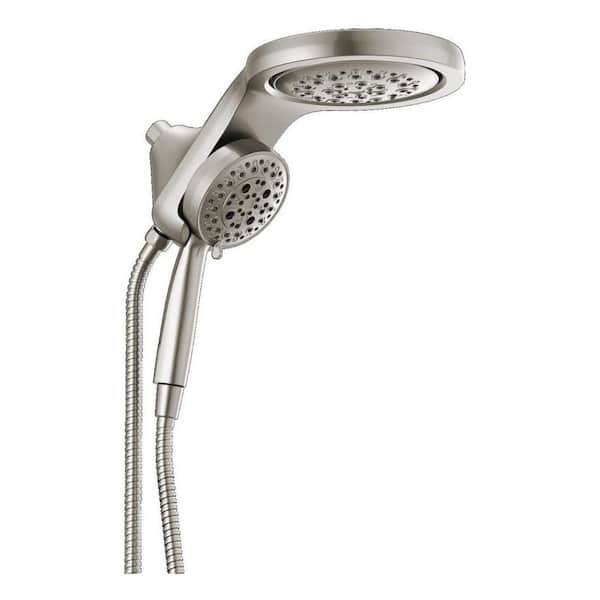 Delta HydroRain 5-Spray Patterns 2.5 GPM 6 in. Wall Mount Dual Shower Heads in Lumicoat Stainless
