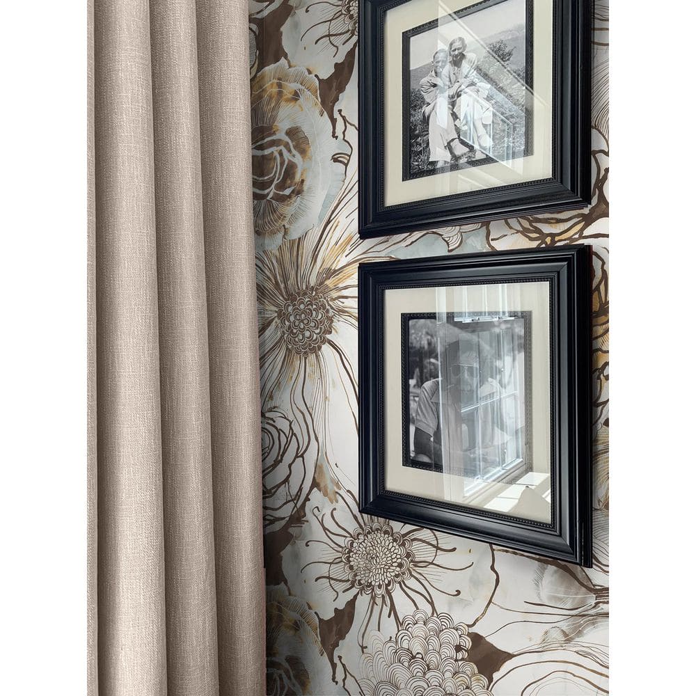 Mocha and Blue Mist Floral Vinyl Peel and Stick Wallpaper