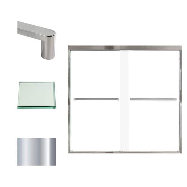 Transolid Frederick 59 in. W x 58 in. H Sliding Semi-Frameless Shower Door in Polished Chrome with Clear Glass
