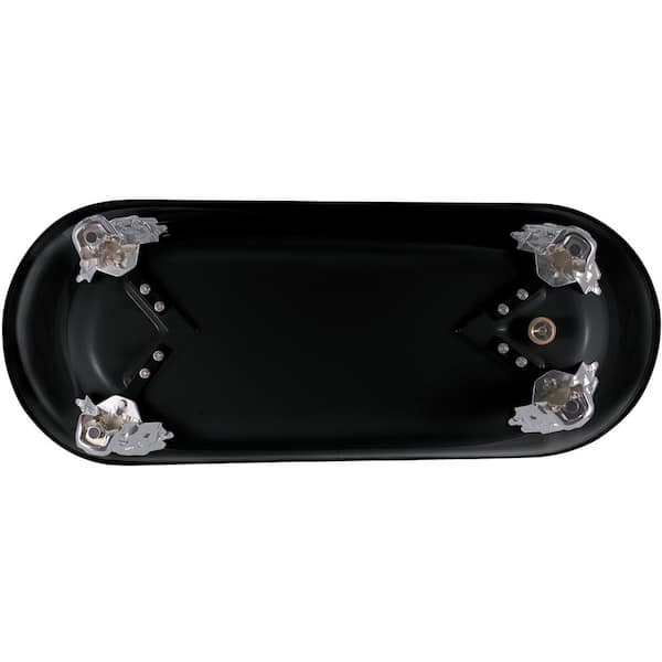 69 Merlin Acrylic Double Slipper Clawfoot Tub - Black Exterior with  Brushed Brass Feet & Pop-Up Drain