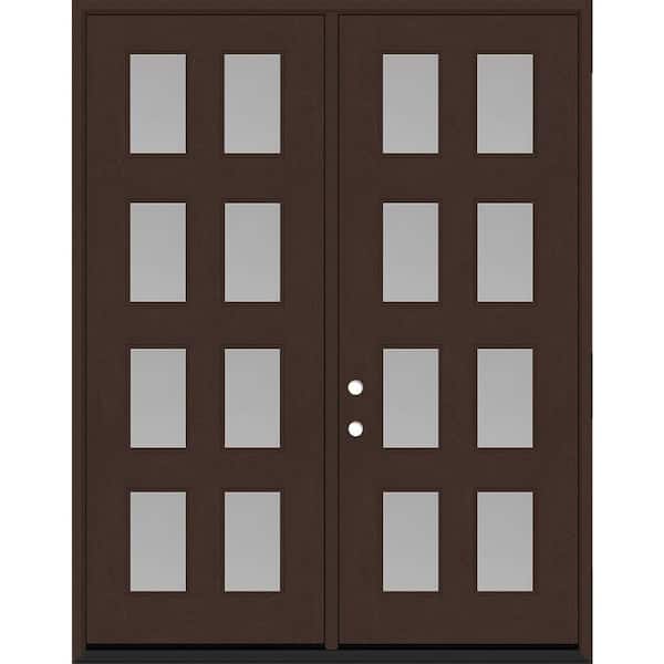 Steves & Sons Regency 72 in. x 96 in. 8L Modern Clear Glass RHIS Chestnut Stained Fiberglass Double Prehung Front Door w/ 6 in. Jamb