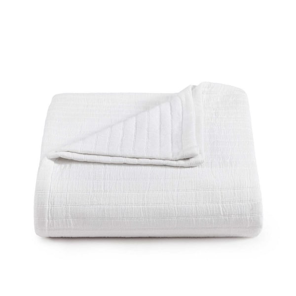 Tommy Hilfiger Essential Weave White Cotton Twin Blanket