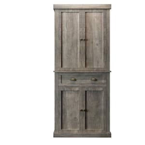Gray Wood 29.9 in. Armoire with Drawers