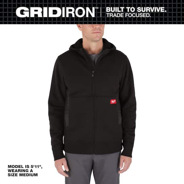 Men's 2X-Large Black GRIDIRON Full-Zip Hoodie