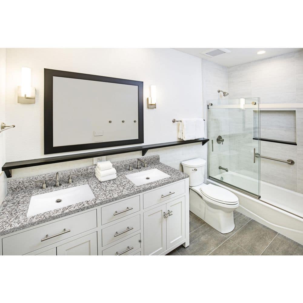 61 in. Gray Granite Bathroom Vanity Top with White Undermount Sink