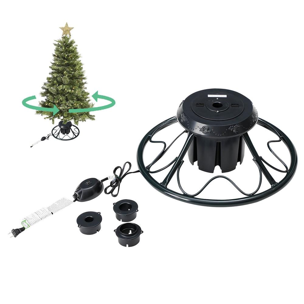 Home Heritage 22-Inch Black Metal Rotating Christmas Tree Stand