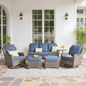 XIZZI Moonlight Brown 6-Piece Wicker Patio Conversation Seating