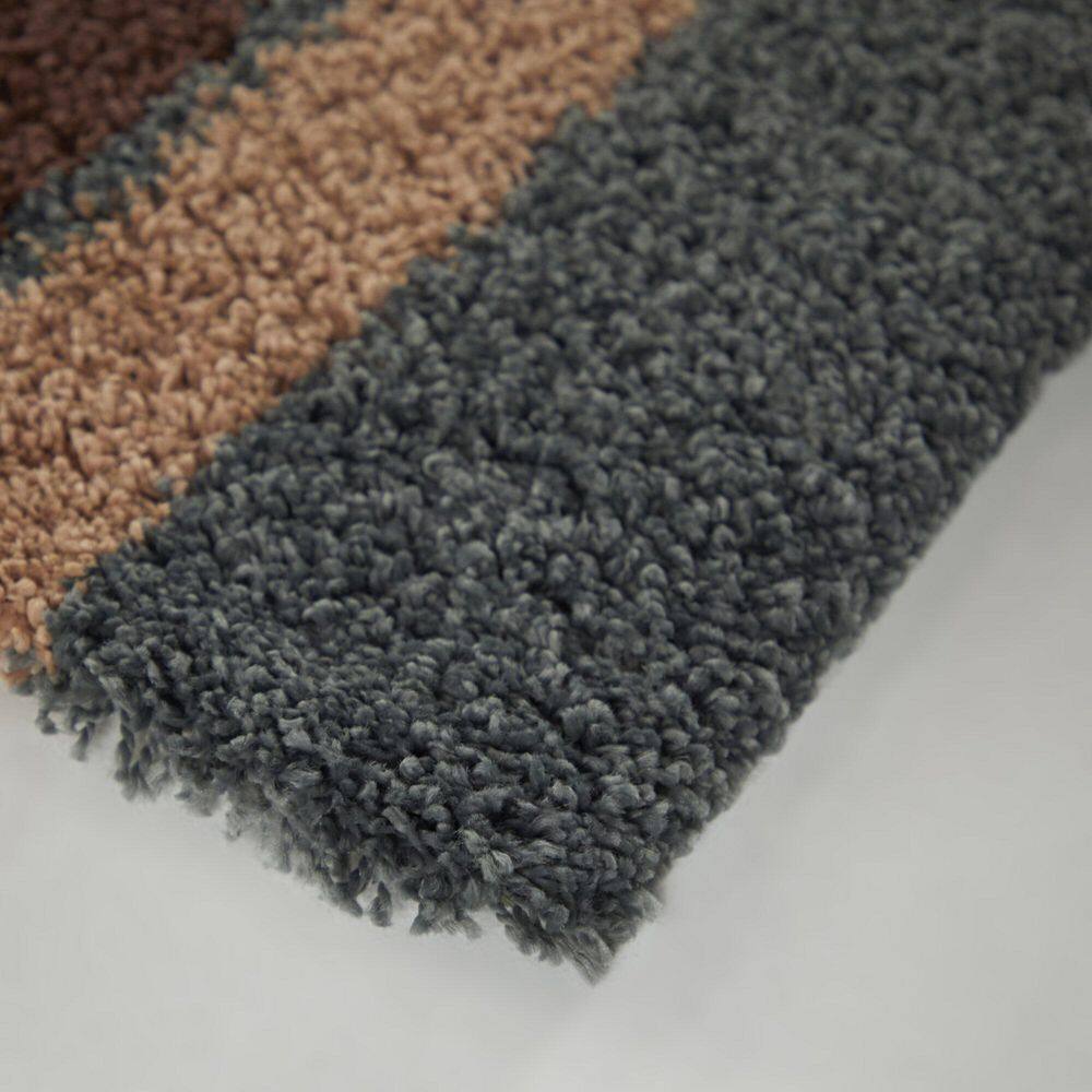Navy and Beige Rectangular Shag Rug for Kids, 4' x 6'