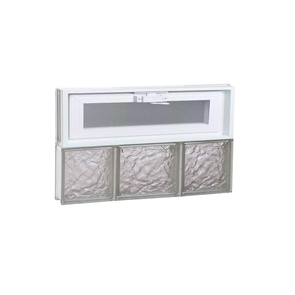 Clearly Secure 19.25 in. x 11.5 in. x 3.125 in. Frameless Ice Pattern Vented Glass Block Window