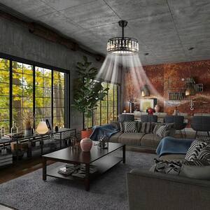 18 in. Metal Crystal Lampshade Caged Vintage Ceiling Fan with Light Kit and Remote Control