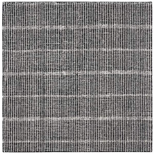 Abstract Black/Ivory 6 ft. x 6 ft. Classic Crosshatch Square Area Rug