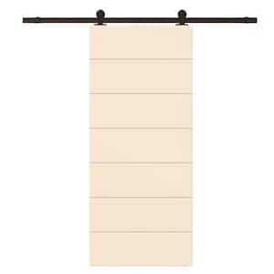 24 in. x 84 in. Beige Stained Composite MDF Paneled Interior Sliding Barn Door with Hardware Kit