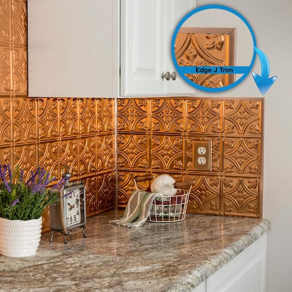 Fasade 47 in. Polished Copper Vinyl Large Profile J Trim (5-Pack