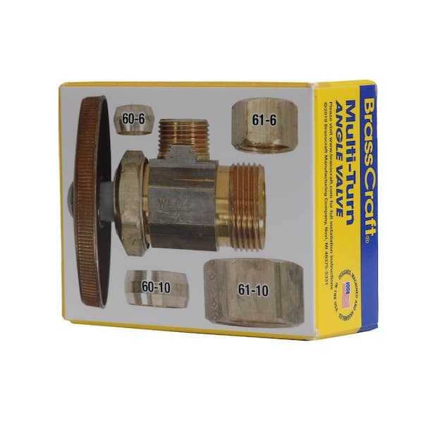 1/2 in. Nominal Compression Inlet x 3/8 in. O.D. Compression Outlet Multi-turn Rough Brass Angle Valve