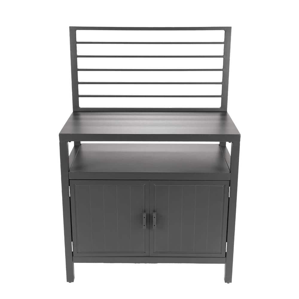 Graphite Powder-Coated Aluminum Outdoor Kitchen with Cabinet
