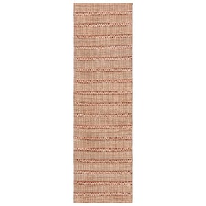 Natural Fiber Rust/Beige 2 ft. x 8 ft. Striped Woven Runner Rug