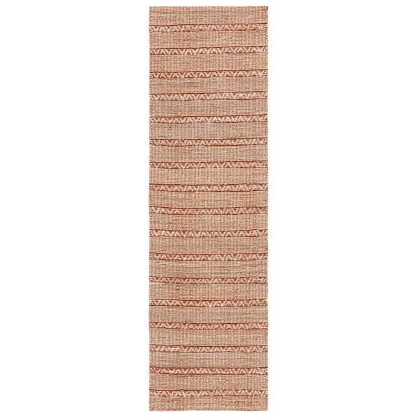 SAFAVIEH Natural Fiber Rust/Beige 2 ft. x 8 ft. Striped Woven Runner Rug