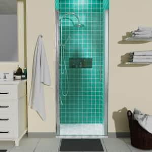 Contractors Wardrobe Model 6100 26-1/8 in. to 28-1/8 in. x 63 in. Framed Pivot Shower Door in Bright Clear with Rain Glass