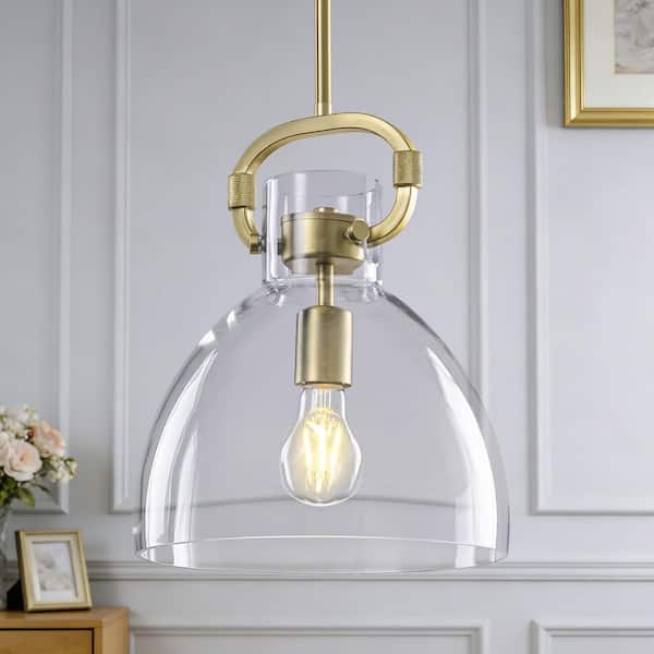 Brushed Gold Clear Glass Pendant Light for Kitchen Island Dining Room Bar Entryway Modern Hanging Ceiling Fixture