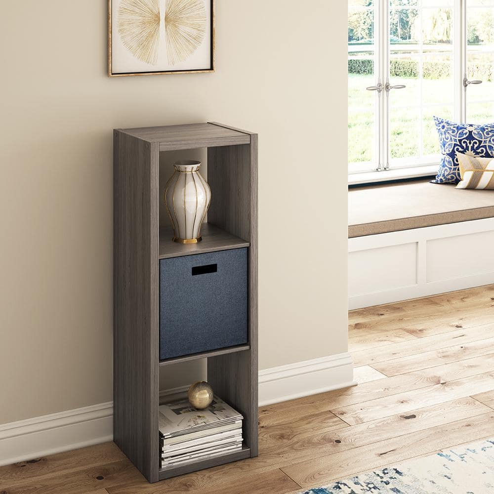 Graphite Gray 44" Wood 3-Cube Storage Organizer