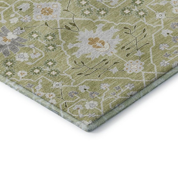 Mayfield Premium Machine Washable Abstract AMF1009 Aloe 2 ft. x 3 ft. Area Rug