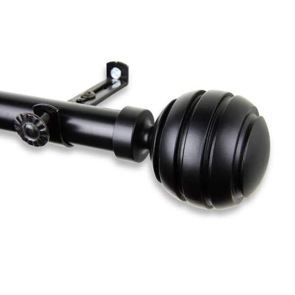 Rod Desyne 28 in. - 48 in. Telescoping Single Curtain Rod Kit in Black with Poise Finial