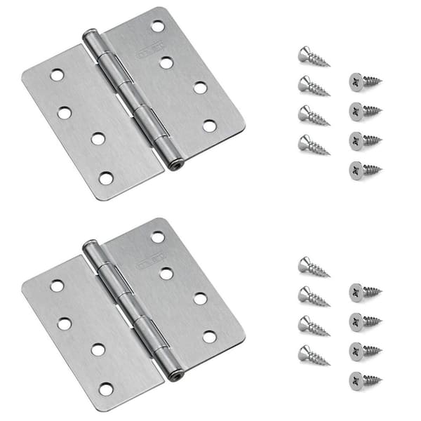 Onward 4 in. x 4 in. Brushed Chrome Full Mortise Butt Hinge with Removable Pin (2-Pack)