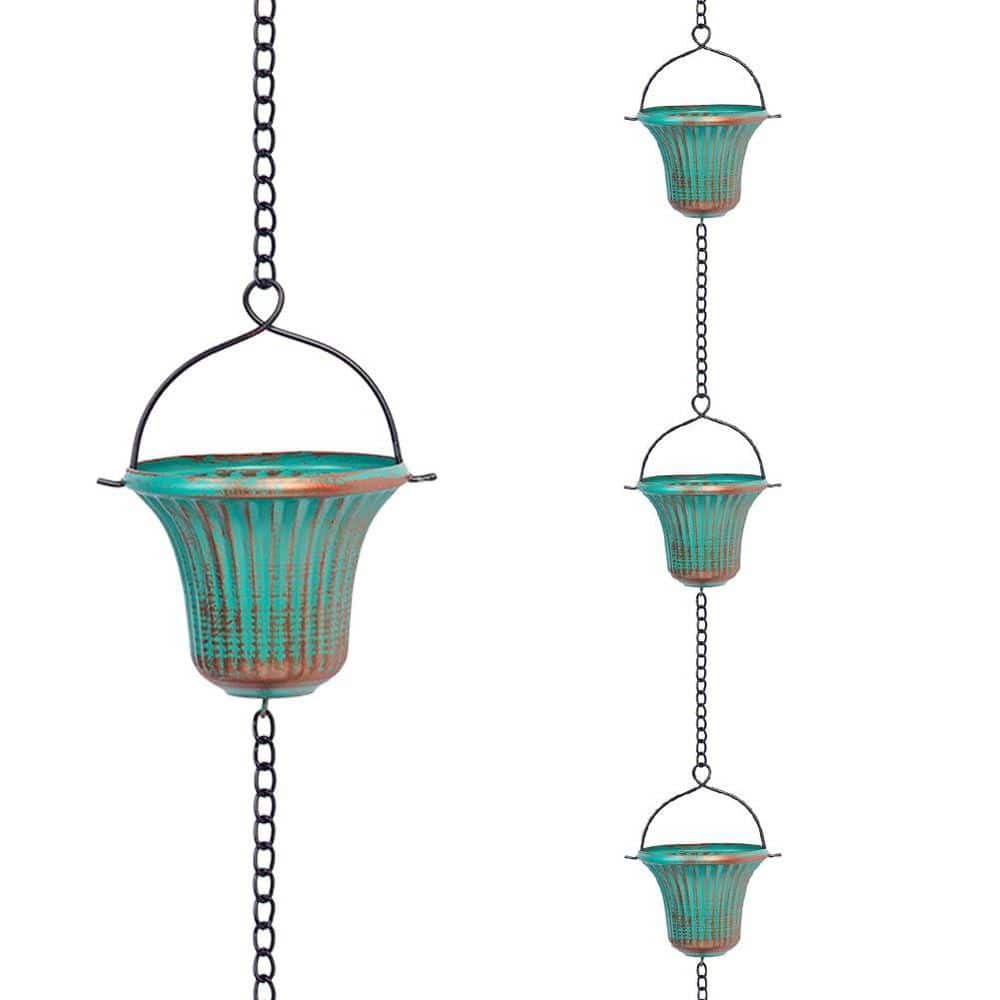 11 ft. Copper Rain Chains for Outside, 12 Cups Rain Catcher Chain Replacement Downspout for Gutters, Adjustable Length price history on PriceWatchPro