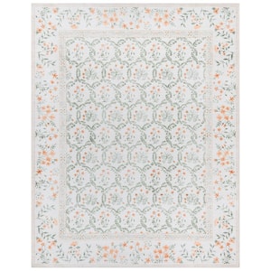 Crystal Print Vela Ivory/Green 8 ft. x 10 ft. Floral Digitally Printed Polyester Area Rug