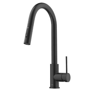 Oletto Single Handle Pull Down Sprayer Kitchen Faucet in Matte Black
