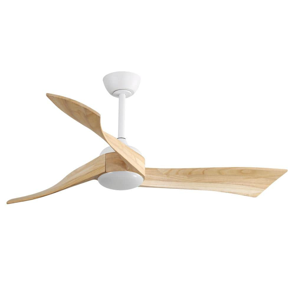 Runesay 52 in. LED Light Indoor White and Oak Ceiling Fan With 6