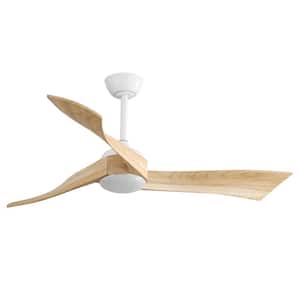 52 in. LED Light Indoor White and Oak Ceiling Fan With 6 Speed Remote Energy-Saving DC Motor