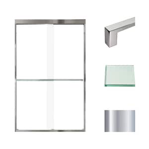 Frederick 47 in. W x 76 in. H Sliding Semi-Frameless Shower Door in Polished Chrome with Clear Glass