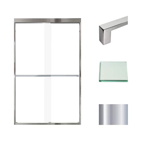 Transolid Frederick 47 in. W x 76 in. H Sliding Semi-Frameless Shower Door in Polished Chrome with Clear Glass