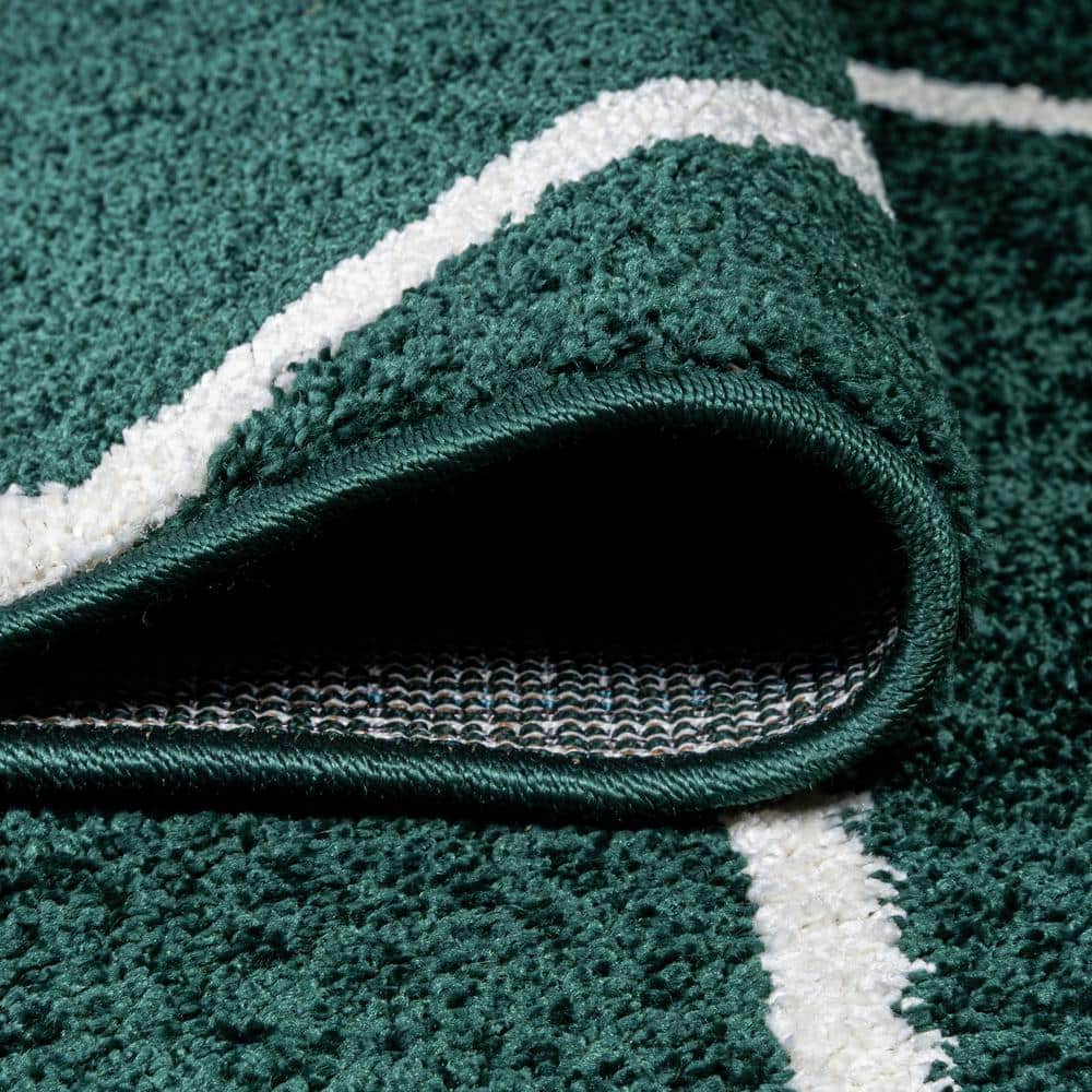 Cole Green and White Diamond Trellis Round Area Rug