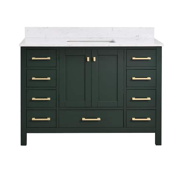 StarrySky 48 inch Undermount Single Sink Freestanding Bath Vanity in Green with Engineered Stone Top