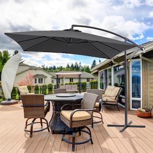 8.2x8.2 ft. Outdoor Patio Umbrella, Square Canopy Offset Umbrella for Villa Gardens, Lawns and Yard, Anthracite