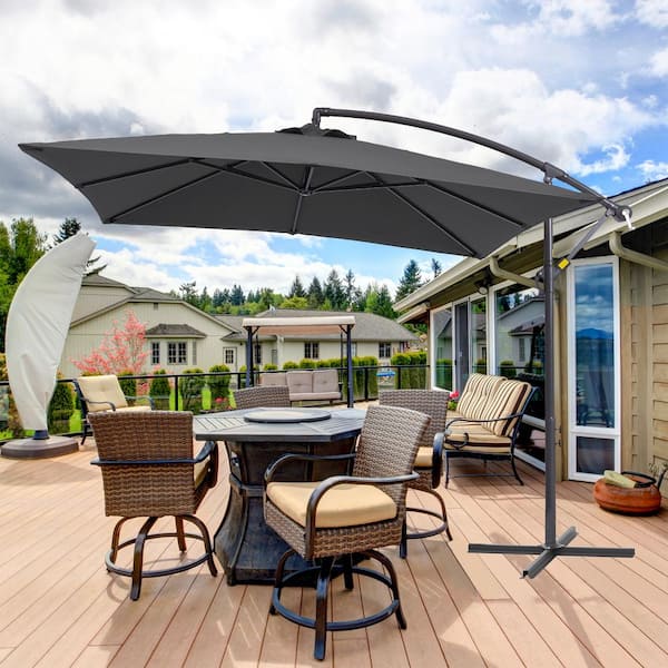 Sonkuki 8.2x8.2 ft. Outdoor Patio Umbrella, Square Canopy Offset Umbrella for Villa Gardens, Lawns and Yard, Anthracite